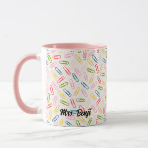 Niedlich Adortable Teacher Name Paperclip-Muster Tasse