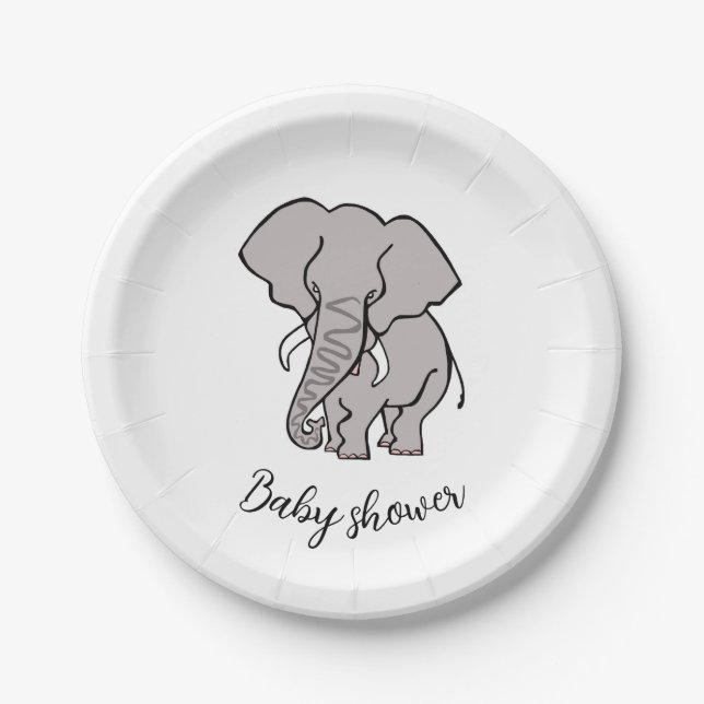 Niedlich African ELEPHANT - Baby-Dusche - Party Pappteller (Vorderseite)