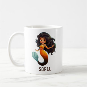 Niedlich African Mermaid Girl - Individuelle Name Kaffeetasse