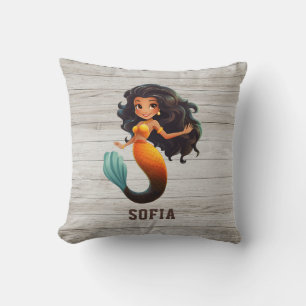 Niedlich African Mermaid Girl - Individuelle Name Kissen