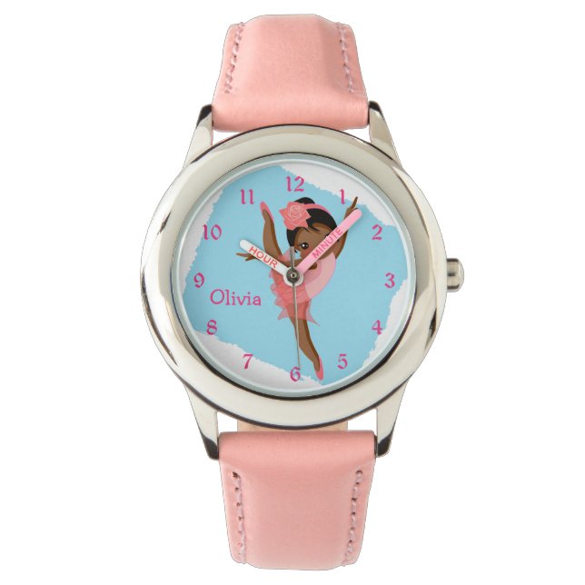 Niedlich-Afrikanisches Rosa und Blau Armbanduhr (Vorderseite)