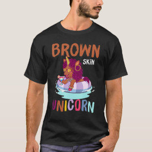 Niedlich Afro Natural Hair Brown Skin Unicorn Bhm  T-Shirt