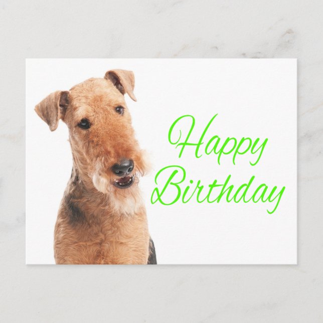 Niedlich Airedale Terrier Welpe Hund Happy Birthda Postkarte (Vorderseite)