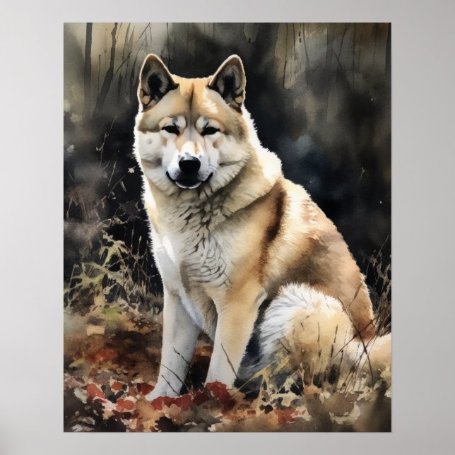 Niedlich Akita Hunde Art Print Poster (Vorne)