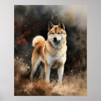 Niedlich Akita Hunde Art Print Poster