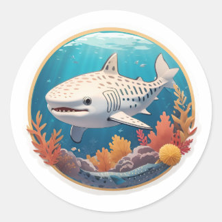 Niedlich Albino Whale Shark Runder Aufkleber