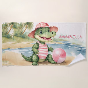 Niedlich Alligator Girl Personalisiert Strandtuch