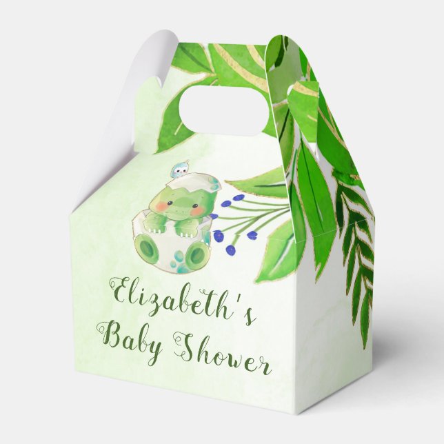 Niedlich Alligator Green Gold Blume Kinderdusche Geschenkschachtel (Rückseite)