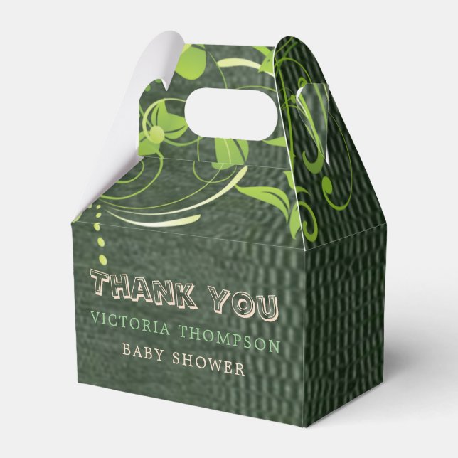 Niedlich Alligator Green Leather Baby Dusche Geschenkschachtel (Vorderseite)
