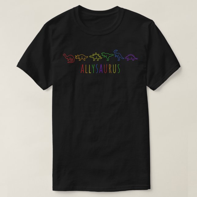 Niedlich Allysaurus Rainbow Dinosaur Ally LGBT Pri T-Shirt (Design vorne)
