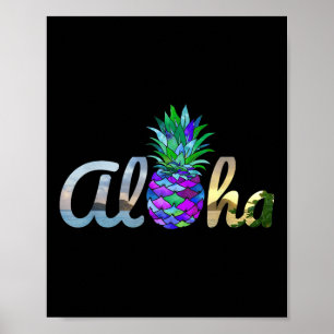 Niedlich Aloha Hawaii Ananas Mermaid Lila Beach L Poster