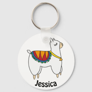 Niedlich Alpaca Doodle Personalisiert Schlüsselanhänger