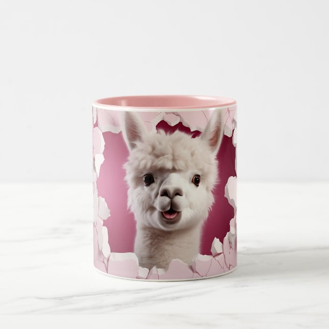 Niedlich Alpaca Zweifarbige Tasse (Mittel)