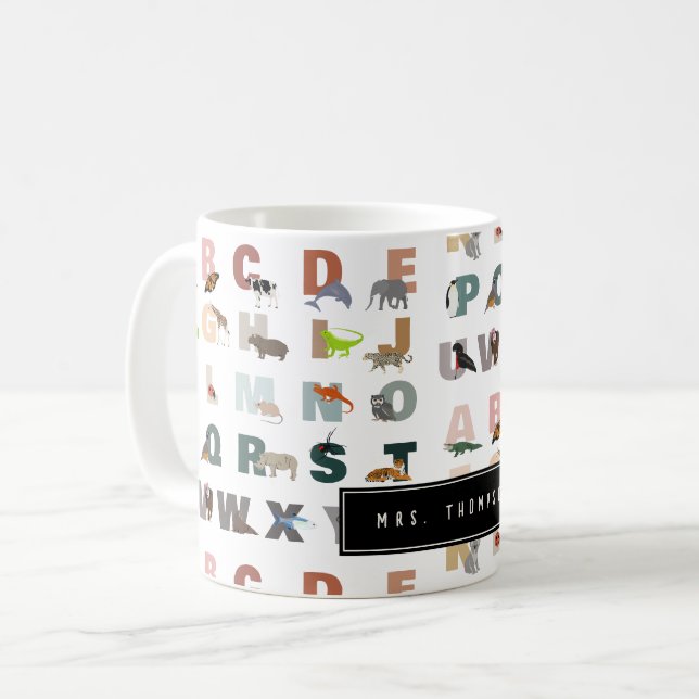 Niedlich Alphabet ABC Animals Individuelle Name Sc Kaffeetasse (Vorderseite Links)