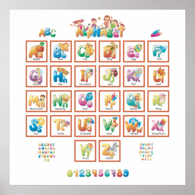 Niedlich Alphabet Poster (Vorne)