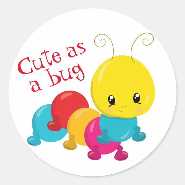 Niedlich als Bug Baby-Raupe Runder Aufkleber (Vorderseite)