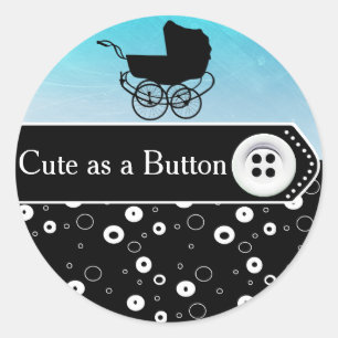 Niedlich als Button Baby Carriage Baby Shocker Runder Aufkleber