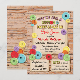 Niedlich als Button Baby Shower Einladung