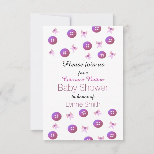 Niedlich als Button Baby Shower Einladung (Vorderseite)