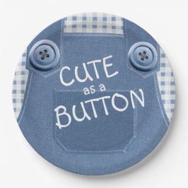 Niedlich als Button Denim Overalls Paper Plate Pappteller