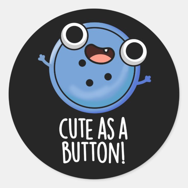 Niedlich als Button-Funny-Nähen Puff Dark BG Runder Aufkleber (Vorderseite)