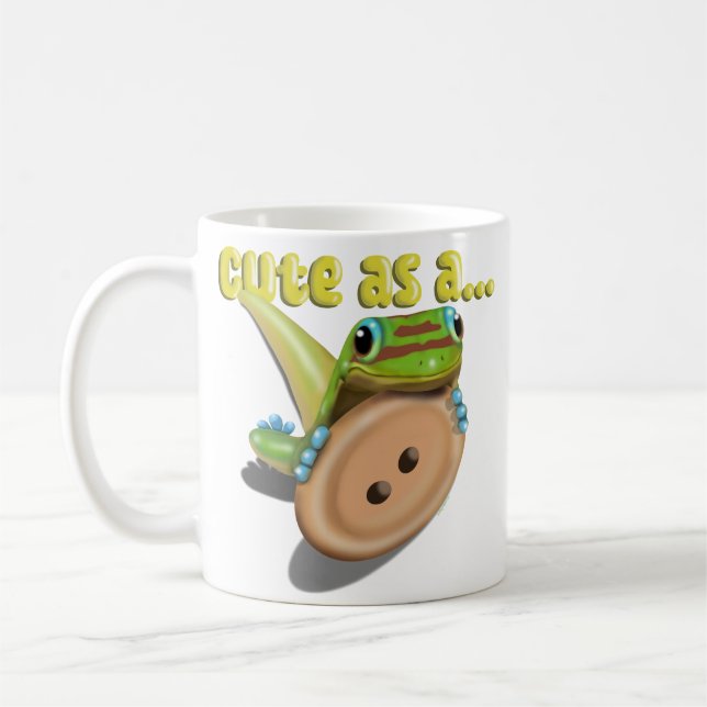 Niedlich als Button — GECKO Kaffeetasse (Links)