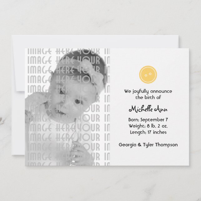 Niedlich als Button (gelb) Ankündigung (Vorderseite)