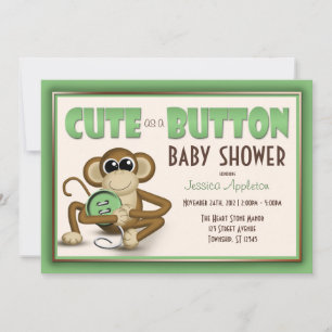 Niedlich als Button Green Baby Shower Einladung