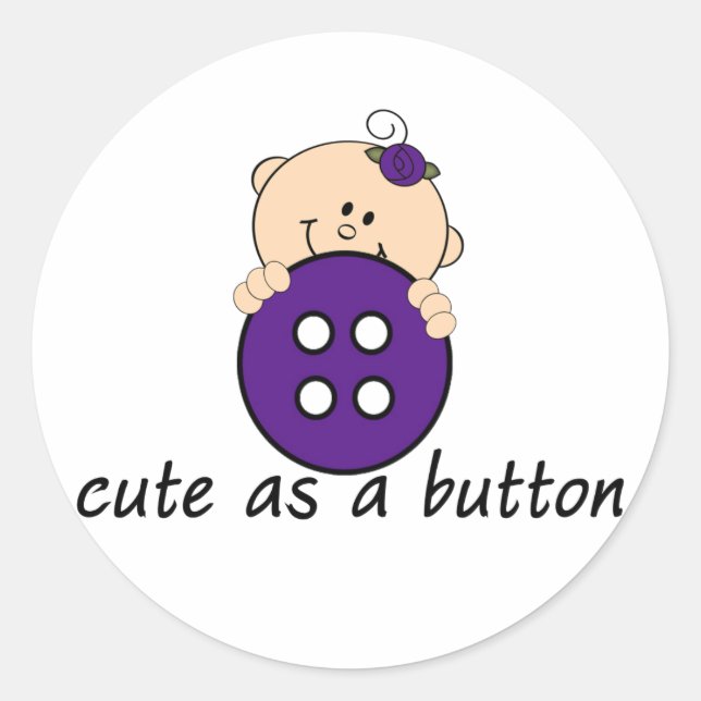 Niedlich als Button LILA Runder Aufkleber (Vorderseite)