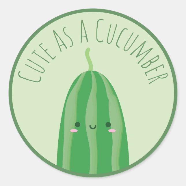 Niedlich als Gurke Funny Cutecumber Runder Aufkleber (Vorderseite)