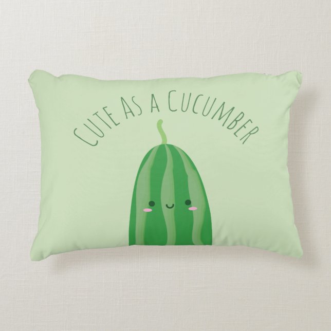 Niedlich als Gurke Funny Kawaii Cutecumber Dekokissen (Vorderseite)