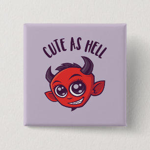 Niedlich als Hell Devil mit dunklem Text Button