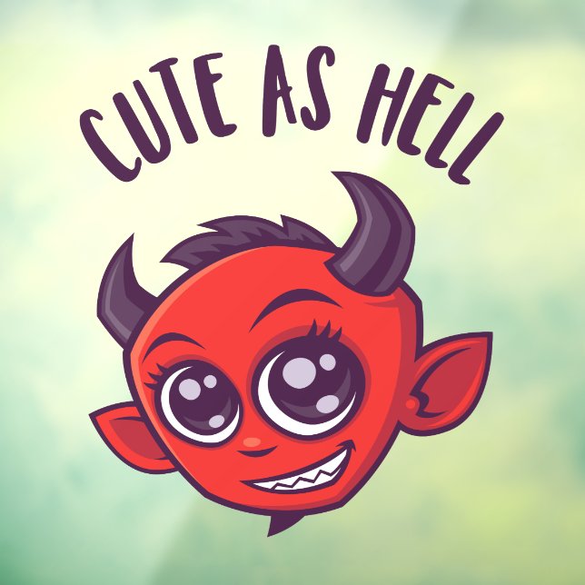 Niedlich als Hell Devil mit dunklem Text Fensteraufkleber (Blatt 3)