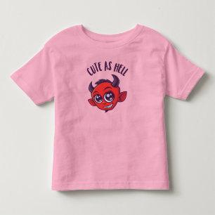 Niedlich als Hell Devil mit dunklem Text Kleinkind T-shirt