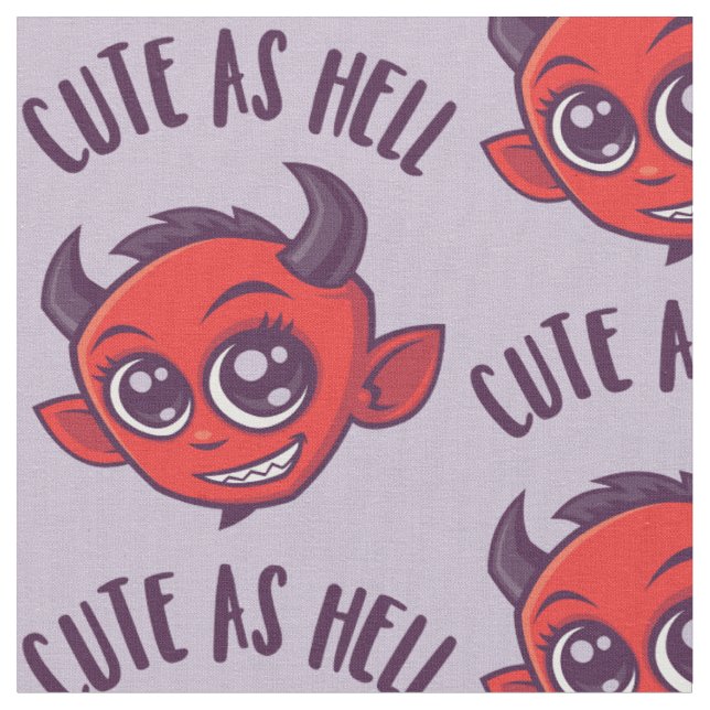 Niedlich als Hell Devil mit dunklem Text Stoff (Nahaufnahme)