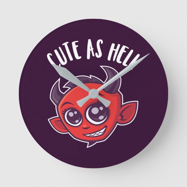 Niedlich als Hell Devil Runde Wanduhr (Vorderseite)