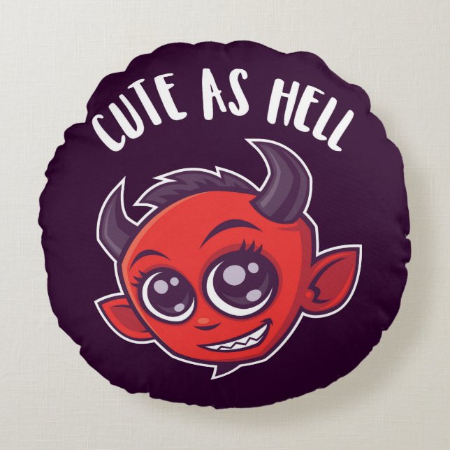 Niedlich als Hell Devil Rundes Kissen (Vorderseite)