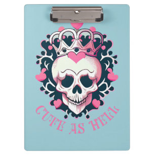 Niedlich als Hell Schädel mit Krone Klemmbrett