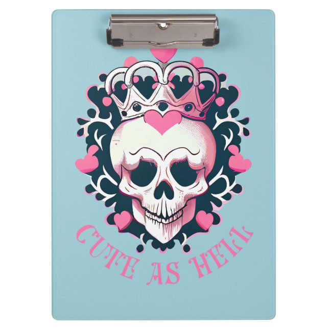 Niedlich als Hell Schädel mit Krone Klemmbrett (Vorderseite)