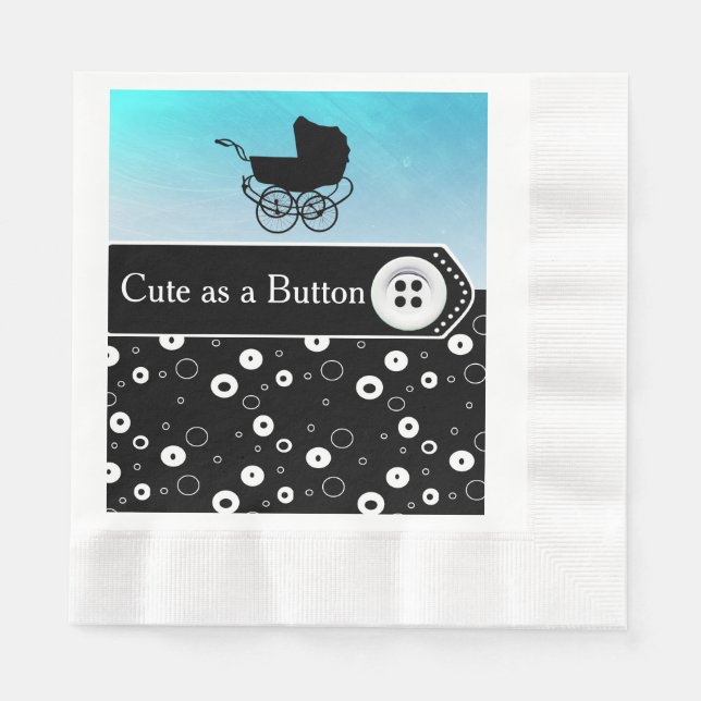 Niedlich als Knopfblau und Black Baby Dusche Serviette (Vorderseite)