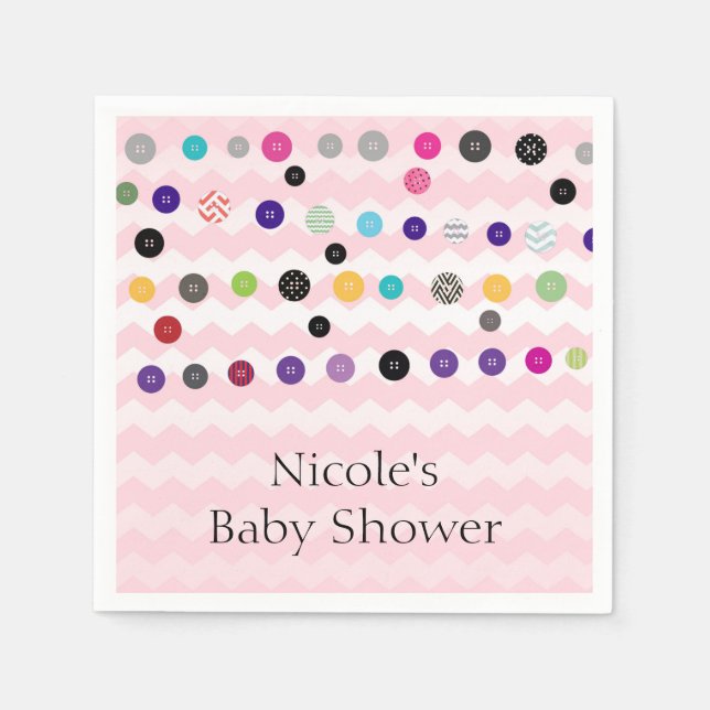 Niedlich als knopfrosa Kinderdusche Party Serviette (Vorderseite)