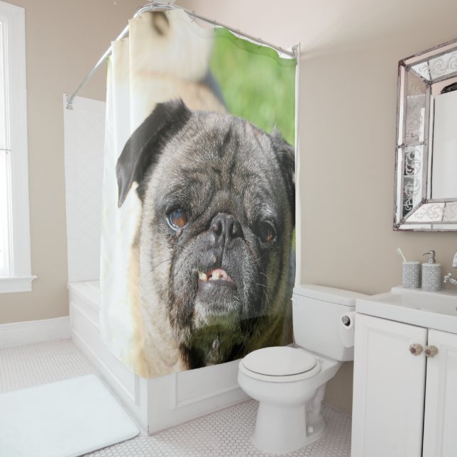 Niedlich als Mops Duschvorhang (Beispiel)