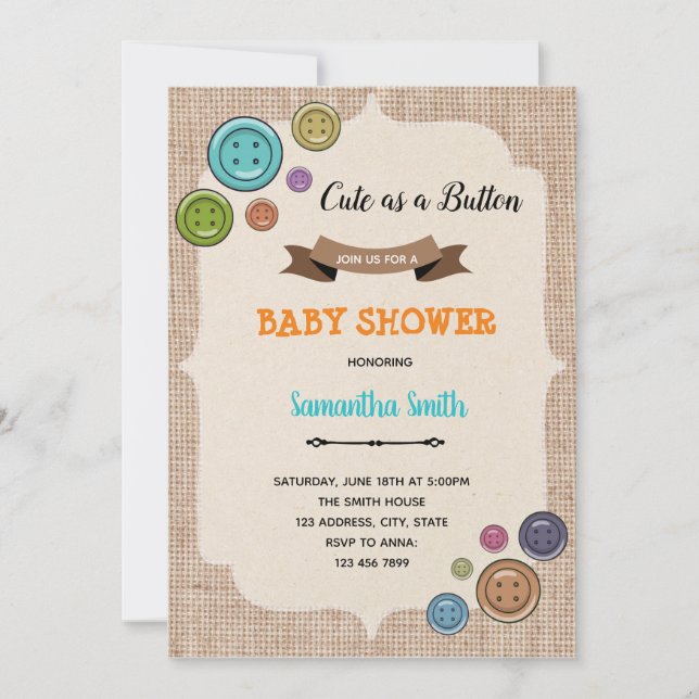 Niedlich als Party Einladung mit Schaltfläche (Vorderseite)