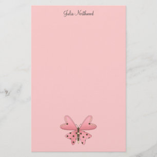 Niedlich als Wanze · Rosa u. Brown-Schmetterling Briefpapier