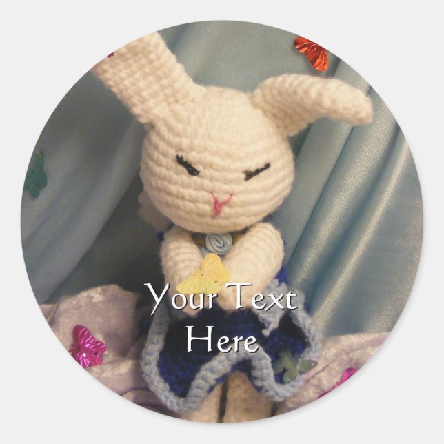 Niedlich Amigurumi Bunny Rabbit Runder Aufkleber (Vorderseite)