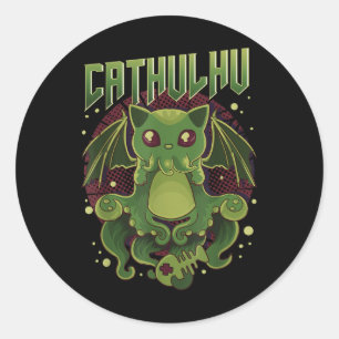 Niedlich &amp; Funny Cathulhu Kawaii Cat Cthulhu Runder Aufkleber