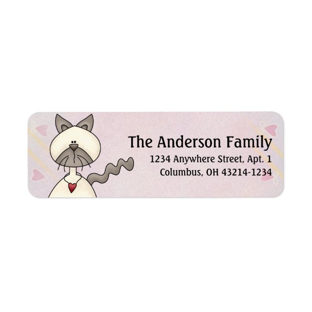 Niedlich Angel Antics White Gray Cat Address Label (Vorne)