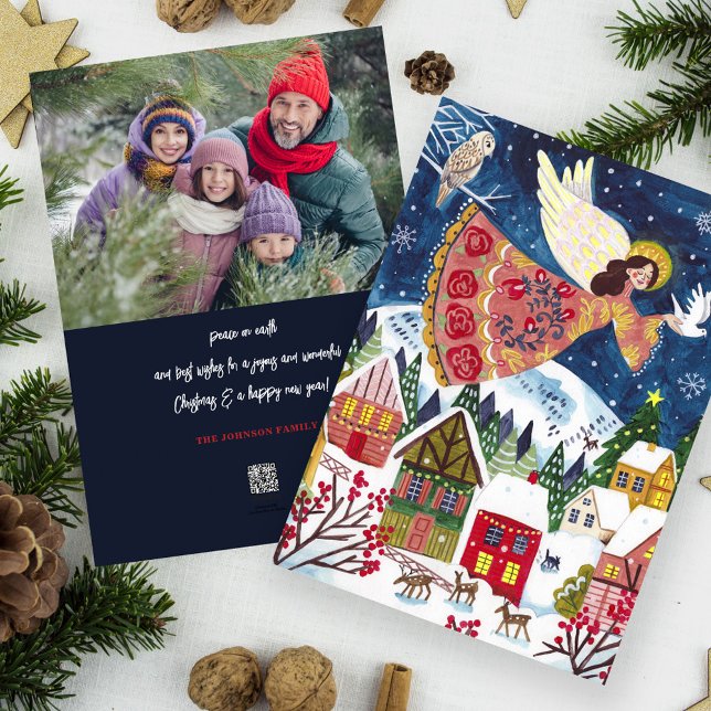 Niedlich Angel Weltfrieden Foto Weihnachten (Christmas angel peace on earth Photo Christmas Holiday Card)