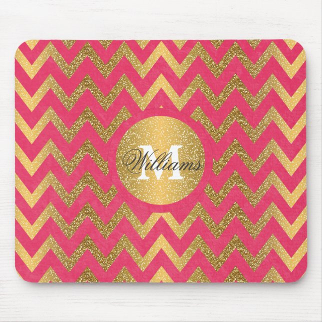 Niedlich angesagter Zickzack Zick-Zack-Imitat Gold Mousepad (Vorne)