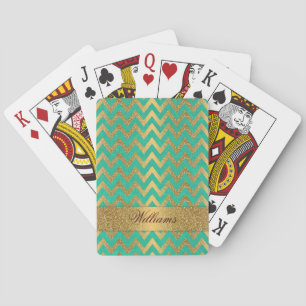 Niedlich angesagter Zickzack Zick-Zack-Imitat Gold Spielkarten